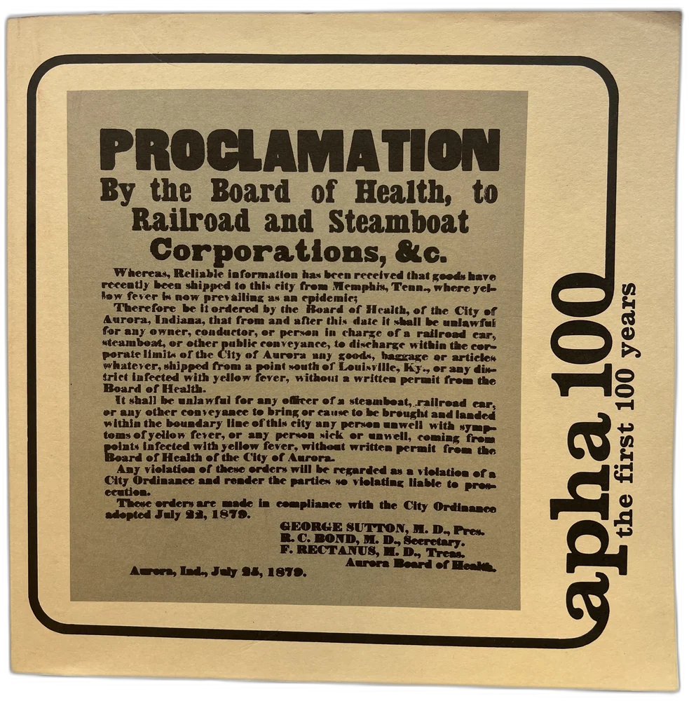 The First One Hundred Years, 1879 Board of Health proclamation